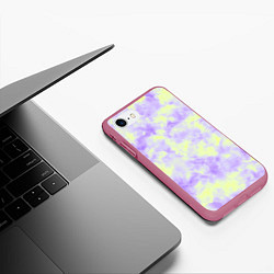 Чехол iPhone 7/8 матовый Нежный желто-фиолетовый тай дай, цвет: 3D-малиновый — фото 2
