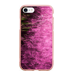Чехол iPhone 7/8 матовый Неоновые волны на воде - Розовый