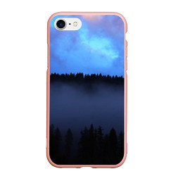 Чехол iPhone 7/8 матовый Неоновое небо над лесом, цвет: 3D-светло-розовый