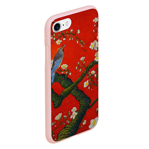 Чехол iPhone 7/8 матовый Птица на ветвях сакуры / 3D-Светло-розовый – фото 2