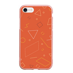 Чехол iPhone 7/8 матовый Геометрические Фигуры На Оранжевом Фоне, цвет: 3D-светло-розовый