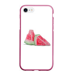 Чехол iPhone 7/8 матовый Дольки арбуза, цвет: 3D-малиновый