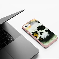 Чехол iPhone 7/8 матовый Череп на поверхности в красках - Жёлтый, цвет: 3D-светло-розовый — фото 2