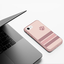 Чехол iPhone 7/8 матовый Коричневые полосы на кремовом фоне stripes cream c, цвет: 3D-светло-розовый — фото 2