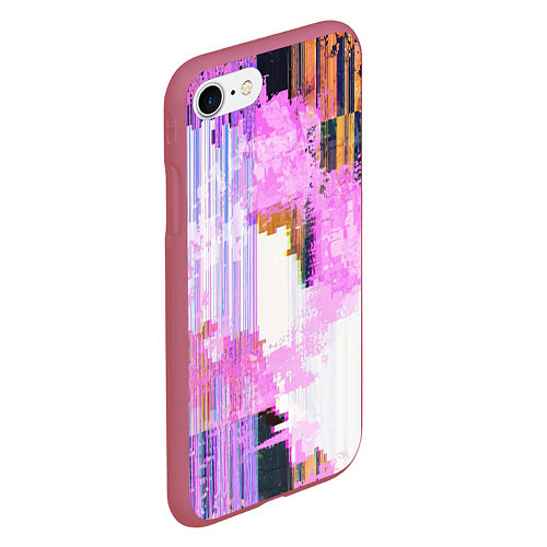 Чехол iPhone 7/8 матовый Glitch art Fashion trend / 3D-Малиновый – фото 2