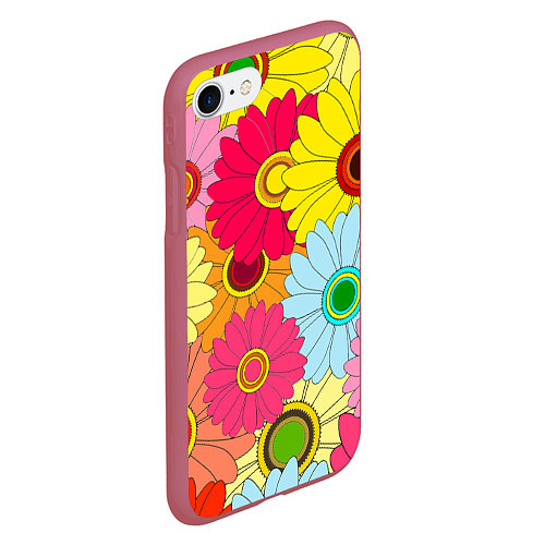 Чехол iPhone 7/8 матовый CHAMOMILE CHRYSANTHEMUMS / 3D-Малиновый – фото 2