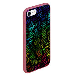 Чехол iPhone 7/8 матовый Прикольные популярные надписи, цвет: 3D-малиновый — фото 2