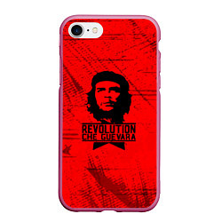 Чехол iPhone 7/8 матовый Че Гевара - на красном фоне, цвет: 3D-малиновый