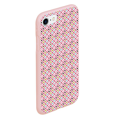 Чехол iPhone 7/8 матовый Кружки и ромбики / 3D-Светло-розовый – фото 2