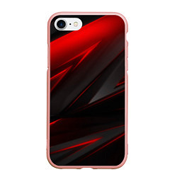 Чехол iPhone 7/8 матовый Red and Black Geometry, цвет: 3D-светло-розовый