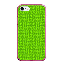 Чехол iPhone 7/8 матовый Зеленые волнистые узоры, цвет: 3D-малиновый