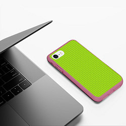 Чехол iPhone 7/8 матовый Зеленые абстрактные линии, цвет: 3D-малиновый — фото 2