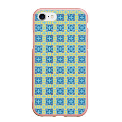 Чехол iPhone 7/8 матовый Квадратики и крестики паттерн, цвет: 3D-светло-розовый
