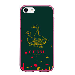 Чехол iPhone 7/8 матовый Gucci - ga ga ga - краска, цвет: 3D-малиновый