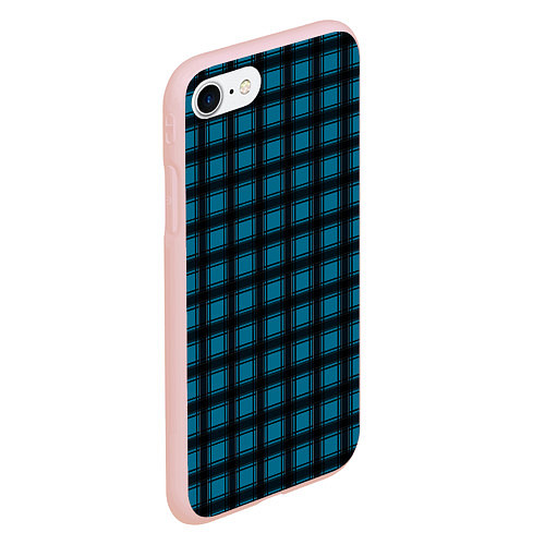 Чехол iPhone 7/8 матовый Black and blue plaid / 3D-Светло-розовый – фото 2