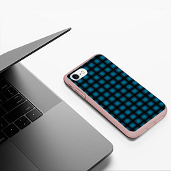 Чехол iPhone 7/8 матовый Black and blue plaid, цвет: 3D-светло-розовый — фото 2