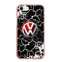 Чехол iPhone 7/8 матовый Volkswagen Трещины, цвет: 3D-светло-розовый