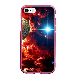 Чехол iPhone 7/8 матовый Яркая звезда в космическом пространстве, цвет: 3D-малиновый