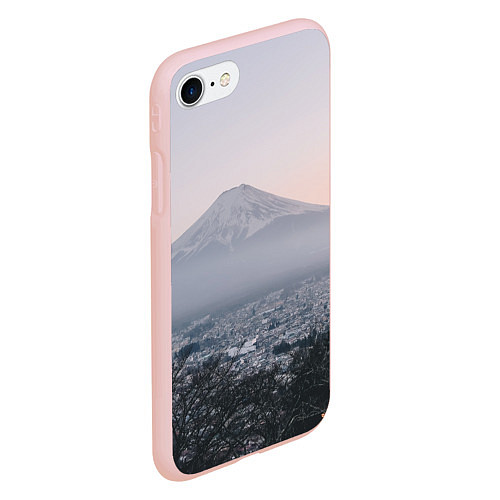 Чехол iPhone 7/8 матовый Туманные горы и деревья утром / 3D-Светло-розовый – фото 2