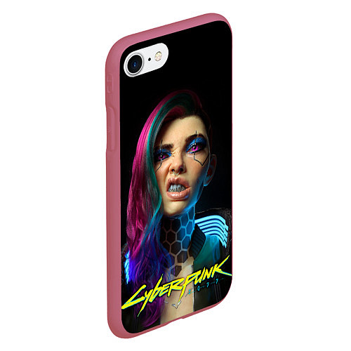 Чехол iPhone 7/8 матовый Cyberpunk - girl grillz / 3D-Малиновый – фото 2