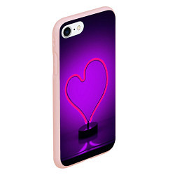 Чехол iPhone 7/8 матовый Неоновый фонарь-сердце - Фиолетовый - Любовь, цвет: 3D-светло-розовый — фото 2