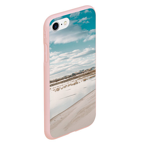Чехол iPhone 7/8 матовый Песочный пляж и водоём - Белый / 3D-Светло-розовый – фото 2