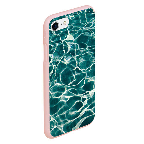 Чехол iPhone 7/8 матовый Абстрактные волны в воде - Тёмно-зелёный / 3D-Светло-розовый – фото 2