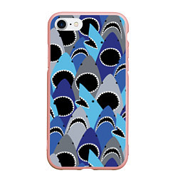 Чехол iPhone 7/8 матовый Пасть акулы - паттерн, цвет: 3D-светло-розовый