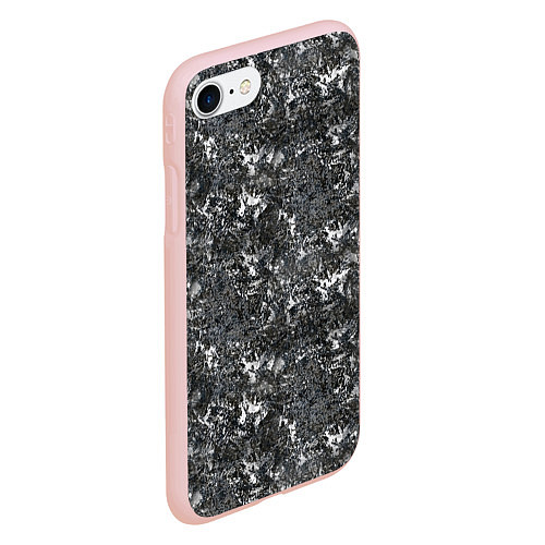Чехол iPhone 7/8 матовый Темно серый графитовый с текстурой камня / 3D-Светло-розовый – фото 2
