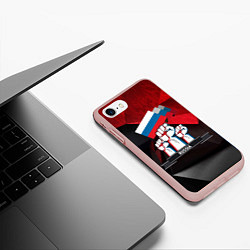 Чехол iPhone 7/8 матовый Русская сила: кулаки, цвет: 3D-светло-розовый — фото 2