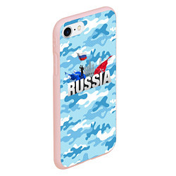 Чехол iPhone 7/8 матовый Russia: синий камфуляж, цвет: 3D-светло-розовый — фото 2