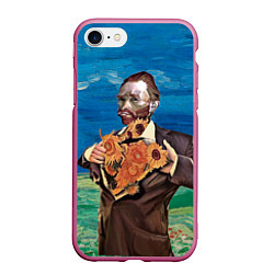 Чехол iPhone 7/8 матовый Ван Гог портрет с Подсолнухами