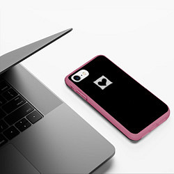 Чехол iPhone 7/8 матовый Пустое сердце - заплатка, цвет: 3D-малиновый — фото 2
