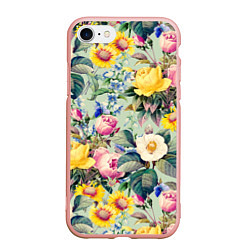 Чехол iPhone 7/8 матовый Солнечные Цветы, цвет: 3D-светло-розовый