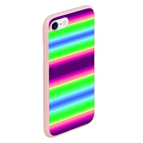 Чехол iPhone 7/8 матовый Яркие разноцветные размытые полосы / 3D-Светло-розовый – фото 2
