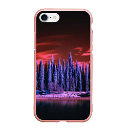 Чехол iPhone 7/8 матовый Абстрактный фиолетовый лес и тёмная река