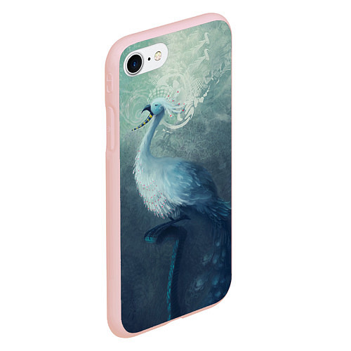 Чехол iPhone 7/8 матовый Beautiful Peacock / 3D-Светло-розовый – фото 2