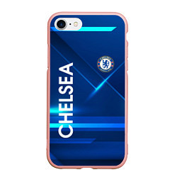 Чехол iPhone 7/8 матовый Chelsea Синяя абстракция, цвет: 3D-светло-розовый