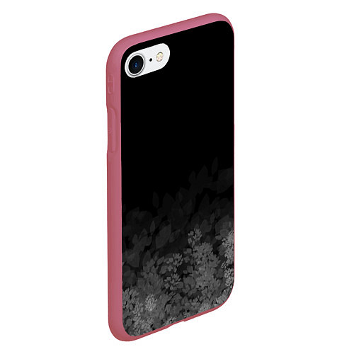 Чехол iPhone 7/8 матовый Листва на темном фоне / 3D-Малиновый – фото 2