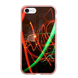 Чехол iPhone 7/8 матовый Абстрактные улица и зелёно-красные лучи, цвет: 3D-светло-розовый