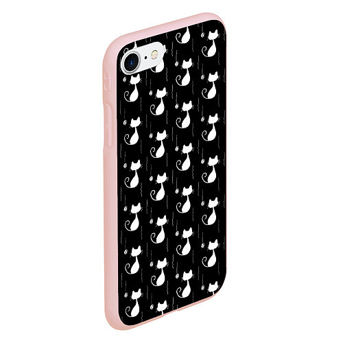 Чехол iPhone 7/8 матовый Чёрные Коты С Клубками Шерсти / 3D-Светло-розовый – фото 2