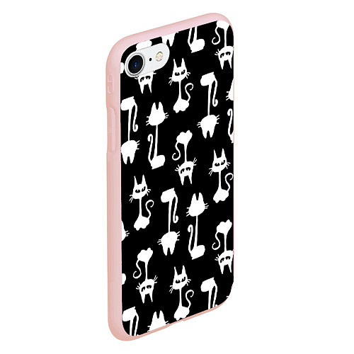 Чехол iPhone 7/8 матовый Перевёрнутые Коты / 3D-Светло-розовый – фото 2