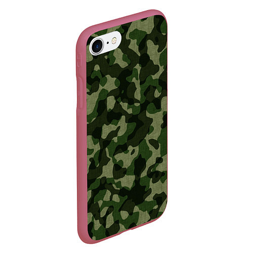Чехол iPhone 7/8 матовый Камуфляж зелёного цвета / 3D-Малиновый – фото 2