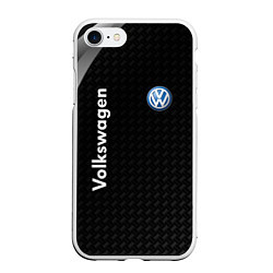 Чехол iPhone 7/8 матовый Volkswagen карбон, цвет: 3D-белый