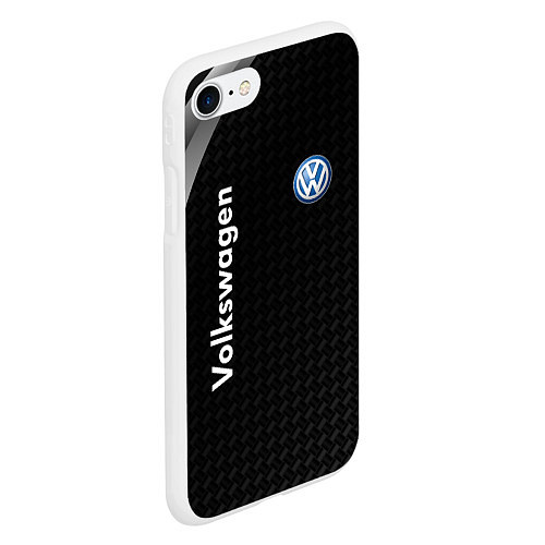 Чехол iPhone 7/8 матовый Volkswagen карбон / 3D-Белый – фото 2