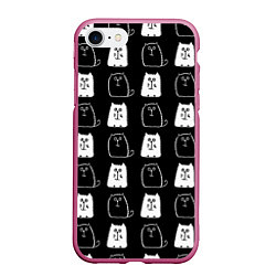 Чехол iPhone 7/8 матовый Милые Чёрные и Белые Коты