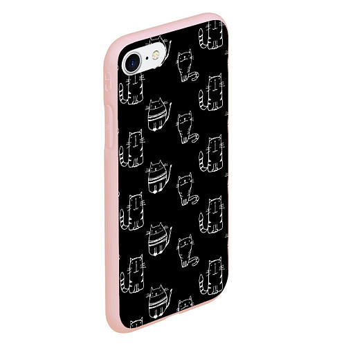 Чехол iPhone 7/8 матовый Полосатые Коты и Кошки / 3D-Светло-розовый – фото 2