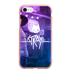 Чехол iPhone 7/8 матовый Stray - мордочка - neon, цвет: 3D-светло-розовый