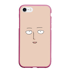 Чехол iPhone 7/8 матовый One-Punch man Saitama face, цвет: 3D-малиновый