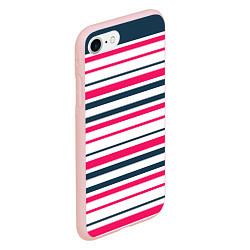Чехол iPhone 7/8 матовый Красные и синие полосы на белом, цвет: 3D-светло-розовый — фото 2